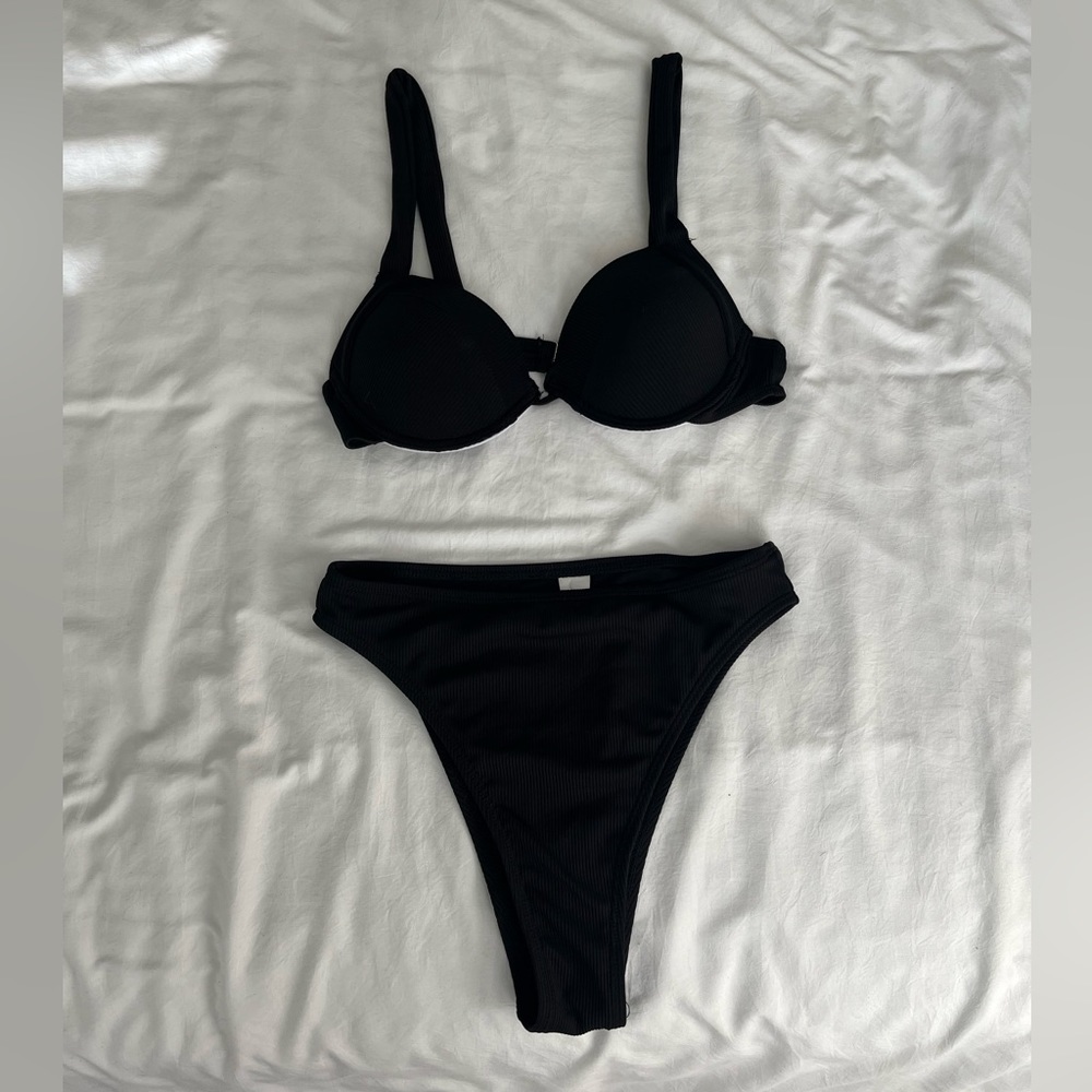 Miss Lola Black High Waisted Bikini Set